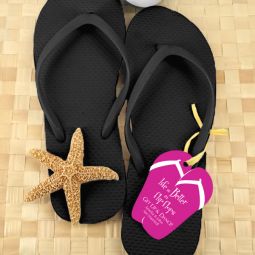 Wedding Flip Flops with Personalized Flip Flop Tag - Set of 16 (Black)