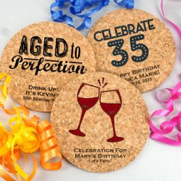 Adult Birthday Round Cork Coasters