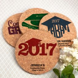 Graduation Round Cork Coasters