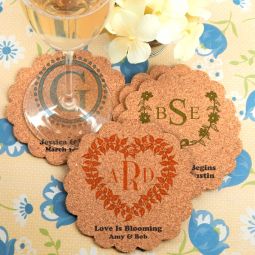 Monogram Scalloped Cork Coasters