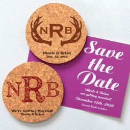 Monogram Round Cork Coaster Magnets