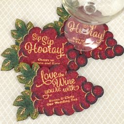 Personalized Wine Grapes Cork Coaster