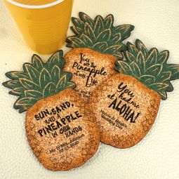 Personalized Pineapple Cork Coaster