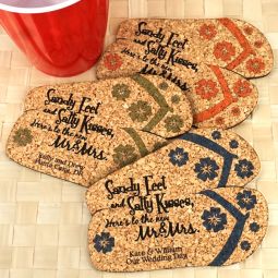 Personalized Flip Flops Cork Coaster