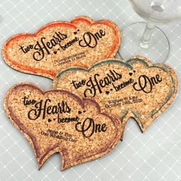 Personalized Double Heart Cork Coaster