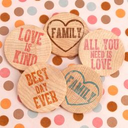 "Inspirational" Wooden Nickels (Set of 36) - 15 Colors Options