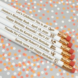 Adult Birthday White Pencils (Set of 12)