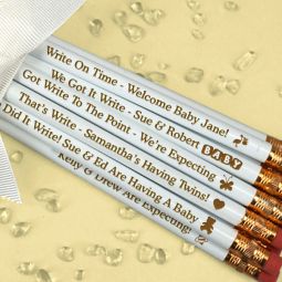 Personalized Baby White Pencils (Set of 12)