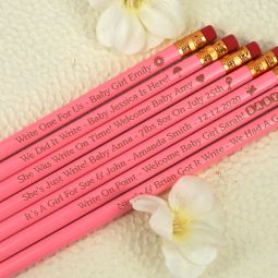 Personalized Baby Pink Pencils (Set of 12)