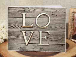 Vintage wood love guest book