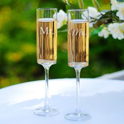 Mr. & Mrs. Contemporary Champagne Flutes