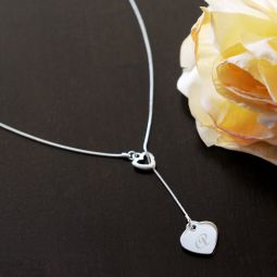 Personalized Double Heart Lariat Necklace