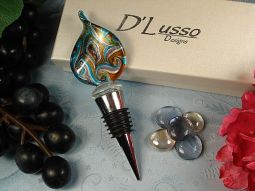 Murano design bottle stopper blue gold