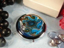 Murano design compact mirror blue gold