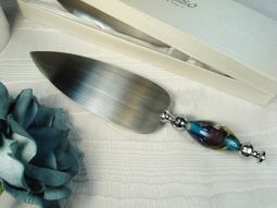 Murano design cake server blue gold