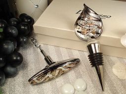Murano design cork screw stopper set silver gold