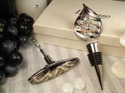 Murano design cork screw stopper set silver gold