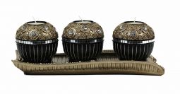 Iris Collection Four Piece Tray With Three Orb Set