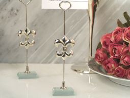 Silver Fleur de lis place card holder