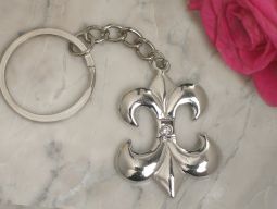 Silver chrome Fleur de lis keychain