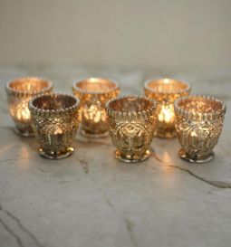 6 Mercury Glass Votive Candle Holders