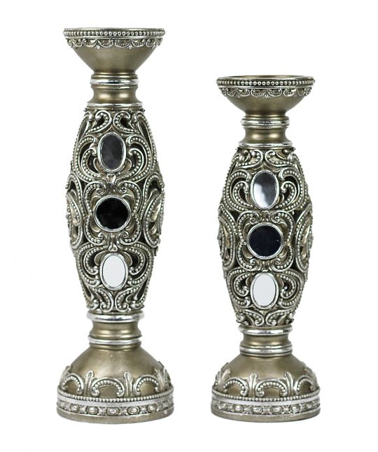 Lorelei Design Two Piece Hurricane Candlestick Set