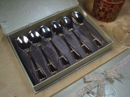 6pc Stainless Demi Spoons "dorato" Design