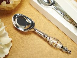 Murano design ice cream scoop black white gold