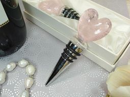 Murano Style Glass Bottle Stopper Pink Heart