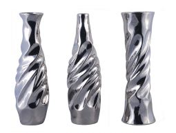 Rochelle Collection Silver Three Vase Set